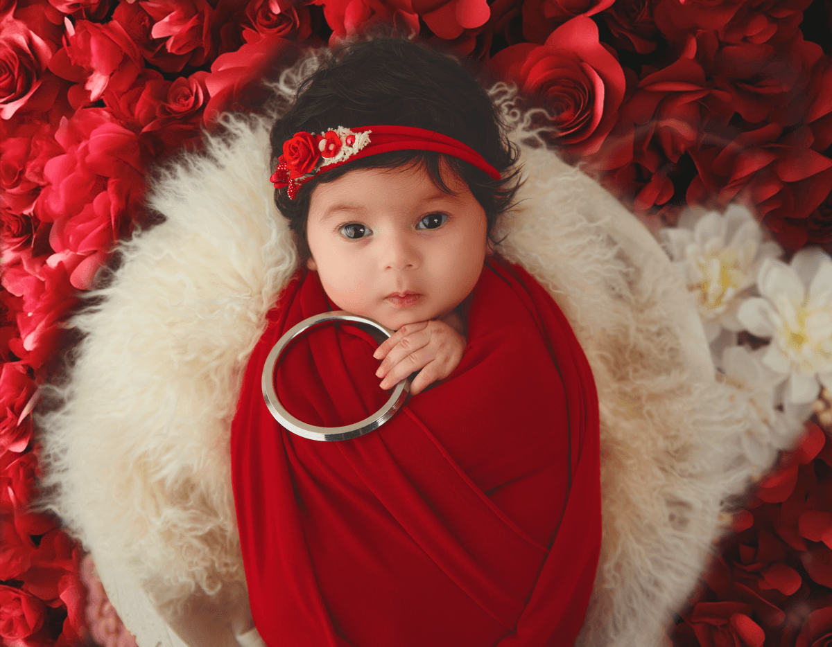 Artistic newborn photograph of a sleeping baby 1